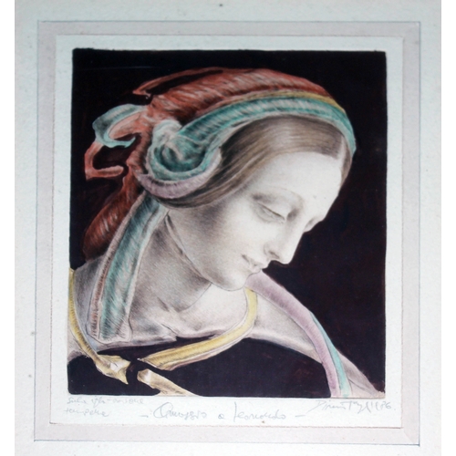 330 - Two coloured engravings, both titled and indistinctly signed in pencil by the artists, 23cm x 29cm &... 