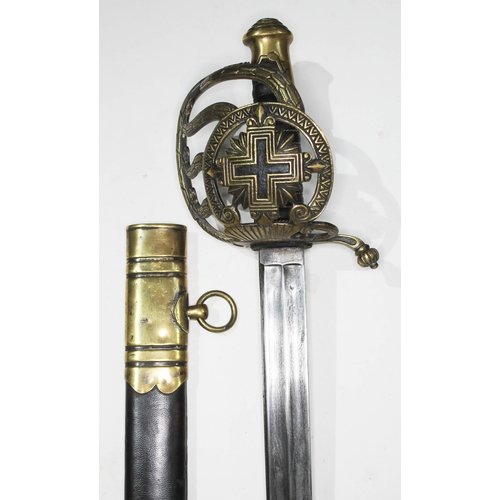 346 - A French Napoleonic Imperial Garde sword and scabbard, possibly reproduction.