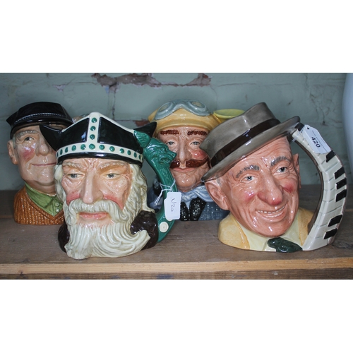 420 - A group of four large Royal Doulton character jugs comprising Viking D 6496, Jimmy Durante D 6708, G... 