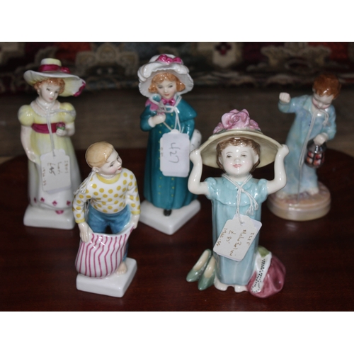 427 - A group of five small Royal Doulton figures - Wee Willie Winkie HN2050, Lori HN 2801, Carrie HN 2800... 