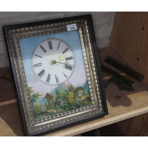 436 - A black forest two weight picture clock with Roman numeral, dial of square form, dimensions 38cm x 3... 