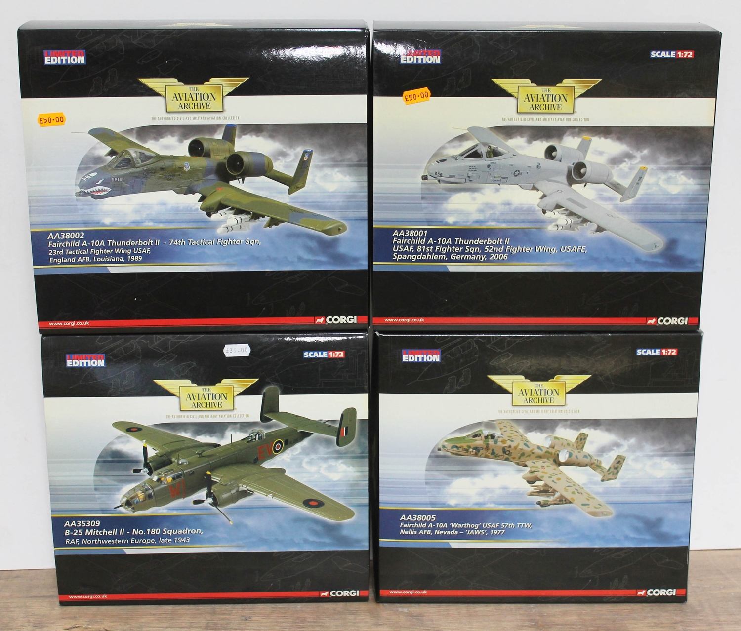 4x Corgi The Aviation Archive limited edition 1:72 scale die-cast