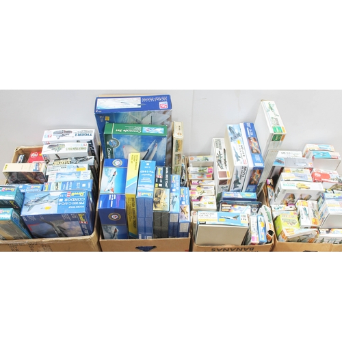 126 - Four boxes of model kits, various manufacturers including Matchbox, Revell, Airfix etc. approx. 75. ... 