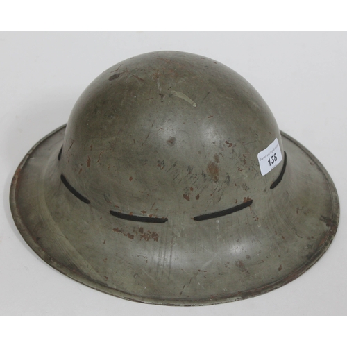 British WWII Brodie helmet stamped M to rim and AMC 3 1941 to