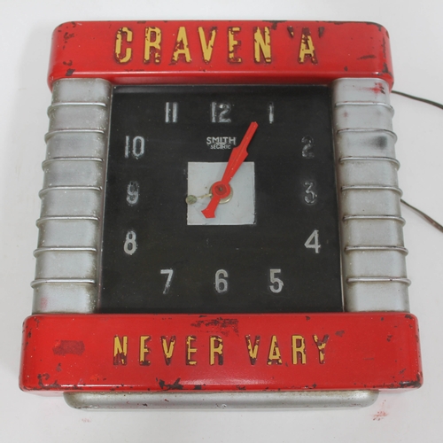 181 - A vintage electric advertisement wall clock Smiths Sectric 'Craven A - Never Vary'.