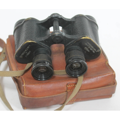 184 - A pair of WWI British binoculars stamped 'BNO Prism No. 2 MKII x6 No.110881' and 'Kershaw' with pate... 