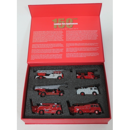 187 - A cased set of six dies-cast fire engines 'London Fire Appliances 150 Years Anniversary set 1865-201... 