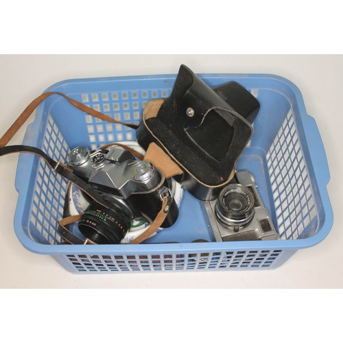 89 - A mixed lot comprising a Yashica camera, a Zenit camera, a Bursley ware dish, a leather wallet and a... 