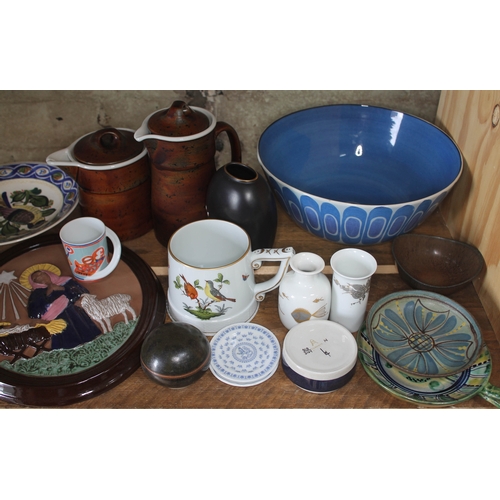 206 - A shelf of Scandinavian and European pottery, various manufacturers and countries including Denmark,... 