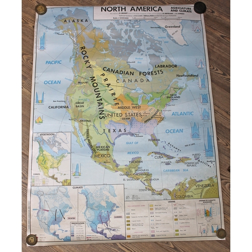 297 - A group of three 1960s double side maps, approx. 92cm x 125cm each.