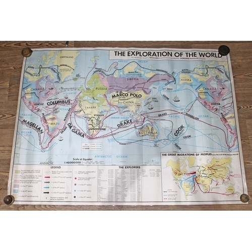 297 - A group of three 1960s double side maps, approx. 92cm x 125cm each.