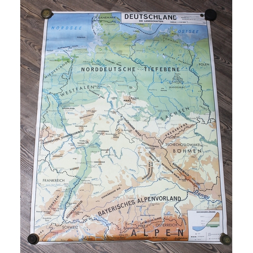 297 - A group of three 1960s double side maps, approx. 92cm x 125cm each.