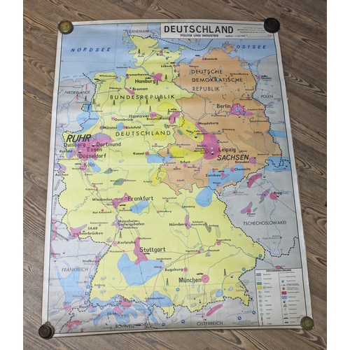 297 - A group of three 1960s double side maps, approx. 92cm x 125cm each.