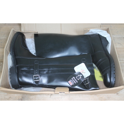 300 - A pair of unused Goldtop leather motorcycle boots with commando style soles, circa 1970, size 12.