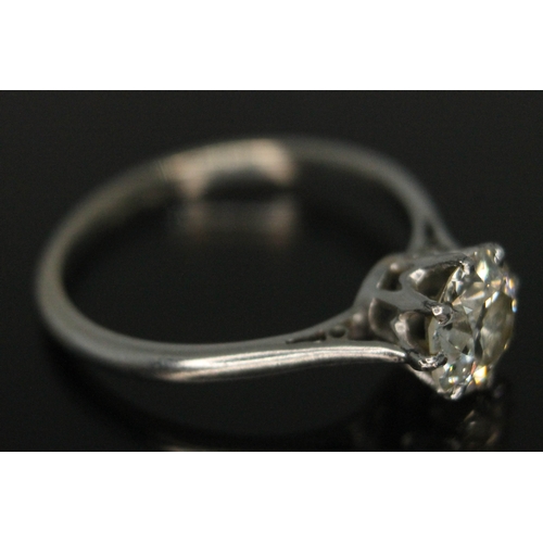 107 - A diamond solitaire ring, the stone weighing approx. 1.08 carats, band marked 'PLAT', gross wt. 3.23... 