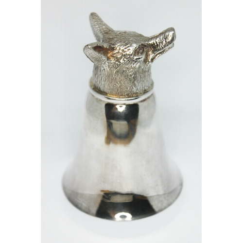 109 - A novelty silver candle snuffer with foxes head handle, Francis Howard, Sheffield 1979, height 8cm, ... 