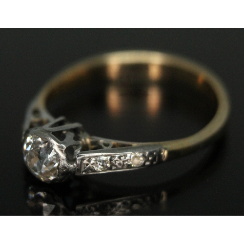 156 - A diamond solitaire ring, the bezel set old European cut central stone estimated to weigh approx. 0.... 