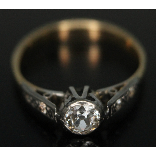 156 - A diamond solitaire ring, the bezel set old European cut central stone estimated to weigh approx. 0.... 