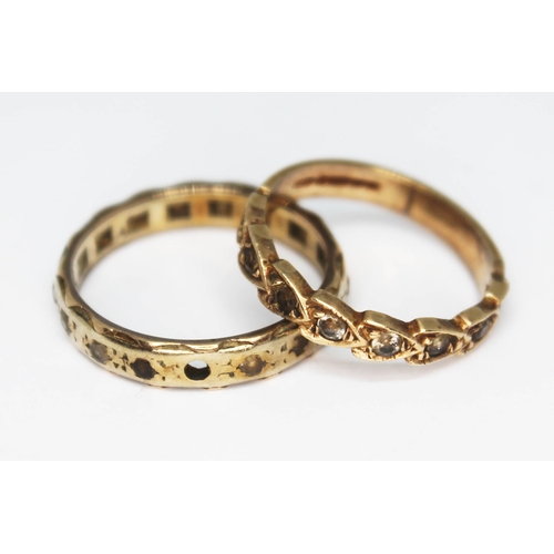 178 - Two hallmarked 9ct gold eternity rings, gross wt. 5.26g, size N & P.