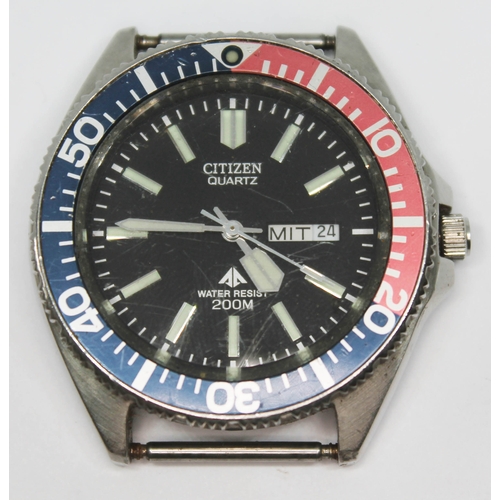 187 - A Citizen Air Diver's 200m quartz wristwatch with Pepsi bezel, signed black dial with lumed hands an... 
