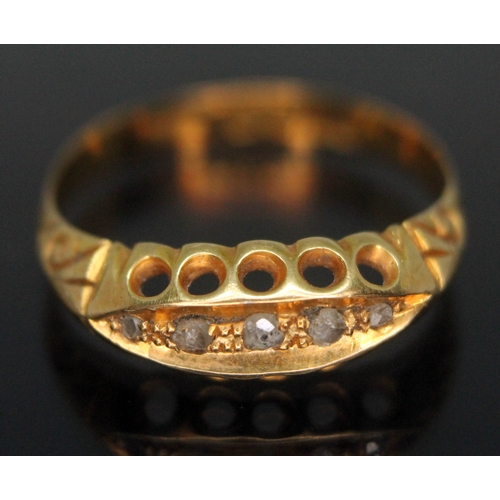 298 - A hallmarked 18ct gold diamond ring, gross wt. 1.96g, size N.