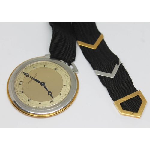 312 - A Jaeger-leCoultre 18ct gold and platinum ultra thin Art Deco pendant pocket watch circa 1930, gold ...