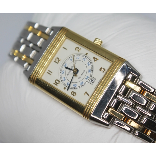 314 - A 1990s Jaeger-Le-Coultre Reverso Date 250.5.11 bi-metal 18 carat gold and stainless steel quartz wr... 