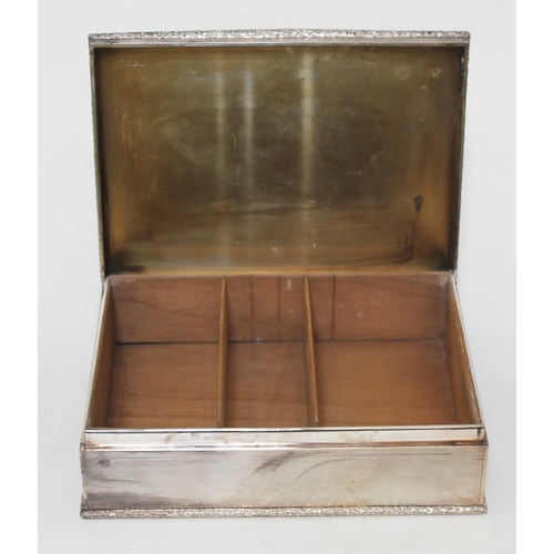 319 - A George VI silver cigar box, textured exterior with floral moulded border, gilt interior, cedar lin... 