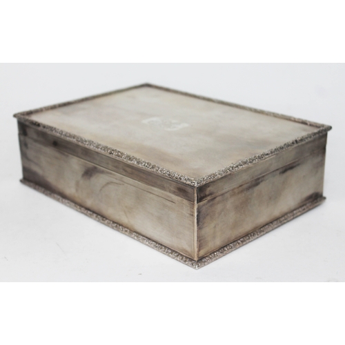 319 - A George VI silver cigar box, textured exterior with floral moulded border, gilt interior, cedar lin... 