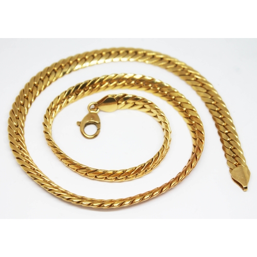 336 - An Italian smooth ink chain, length 50cm, marked '750', wt. 37.46g.