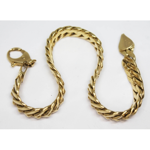 339 - An Italian smooth link bracelet, length 21cm, marked '750', wt. 15.82g.