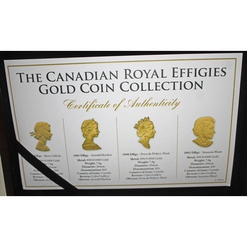 349 - Elizabeth II Canadian Royal Effigies Gold Coin Collection comprising four $10 gold coins, wt. 7.8g e... 