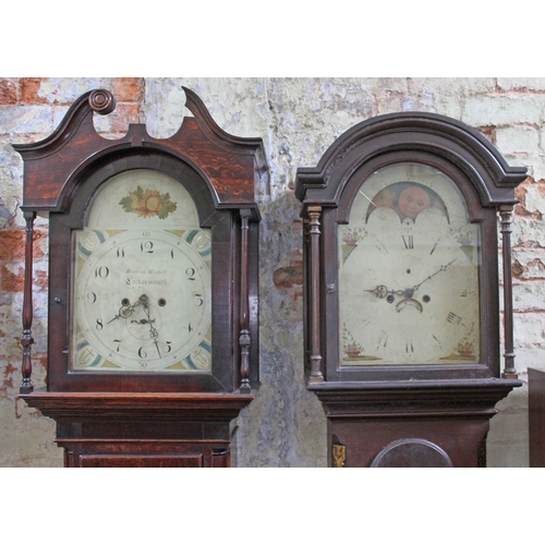 83 - Two 8 day long case clocks, each with painted dials, one signed 'Barwise Mitchell Cockermouth'.