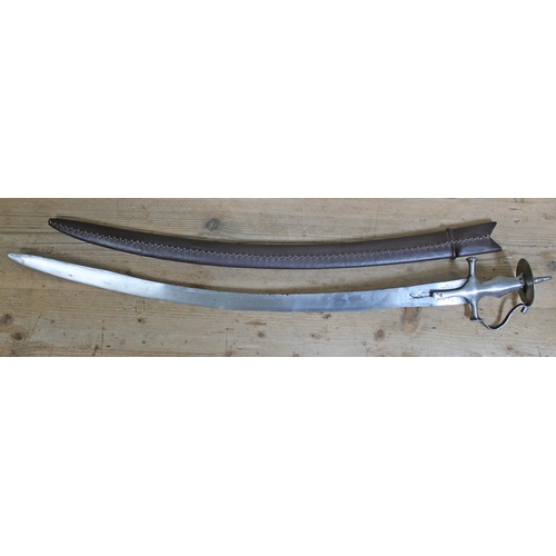 409 - An 18th/19th century Indian cavalry sabre, later scabbard, blade length 78cm.