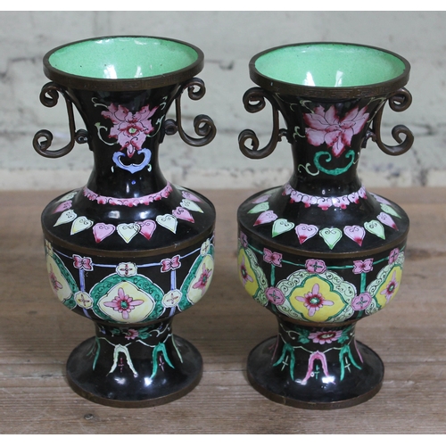 431 - A pair of Chinese cloisonne vases, height 23cm.