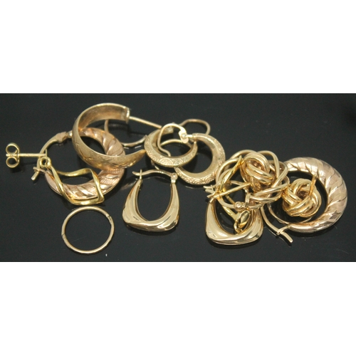 480 - A mixed lot of earrings, various marks including hallmarked 9ct gold, some marks '375' and '9k', gro... 