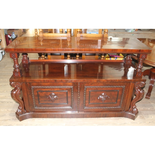 88B - A Victorian mahogany two tier serving table, width 166cm, depth 59cm & height 97cm.
