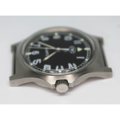184 - A 1982 CWC (Cabot Watch Co) G10 British Army issue stainless steel military wristwatch with Arabic n... 