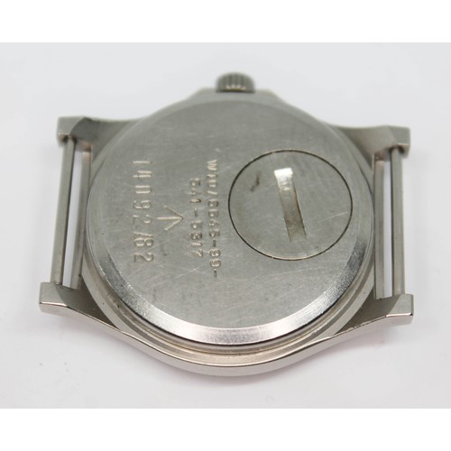 184 - A 1982 CWC (Cabot Watch Co) G10 British Army issue stainless steel military wristwatch with Arabic n... 
