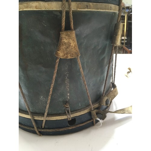 401 - A side drum, probably French 19th century, copper construction with wooden rims, vellum skins and st... 