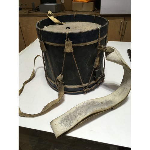 401 - A side drum, probably French 19th century, copper construction with wooden rims, vellum skins and st... 