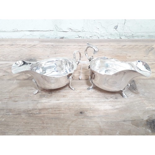 326 - Two hallmarked silver sauce boats, wt. 7 1/2oz.