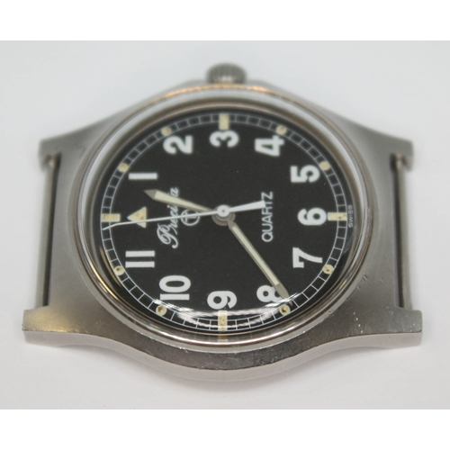 109 - A 1980 Precista UK military stainless steel quartz wristwatch having signed black dial Arabic numera... 