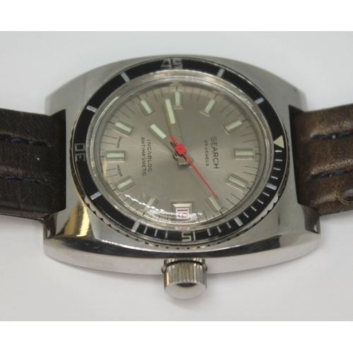 110 - A retro 1970s Search 20 Atmos 511 stainless steel automatic wristwatch with signed silvered dial, ha... 