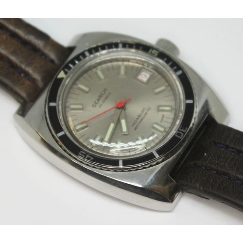 110 - A retro 1970s Search 20 Atmos 511 stainless steel automatic wristwatch with signed silvered dial, ha... 