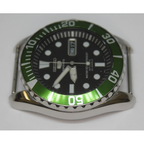 132 - A stainless steel Seiko 5 Sports 'Sea Urchin' SNZF17K, Submariner styled wristwatch having signed ma... 