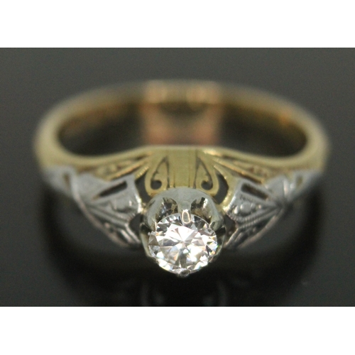 198 - An Art Deco diamond solitaire ring, the modern round brilliant cut stone weighing approx. 0.20 carat... 