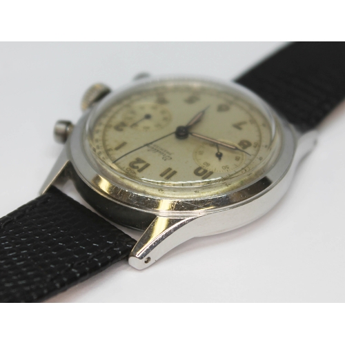 106 - A 1945 Breitling Premier stainless steel chronograph ref.777 having silvered signed dial with second... 