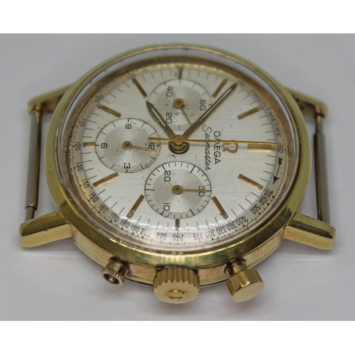 107 - A 1966  gold plated Omega Seamaster chronograph 105.005-65 having signed silvered dial, hour markers... 