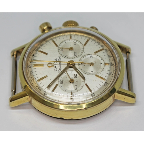 107 - A 1966  gold plated Omega Seamaster chronograph 105.005-65 having signed silvered dial, hour markers... 